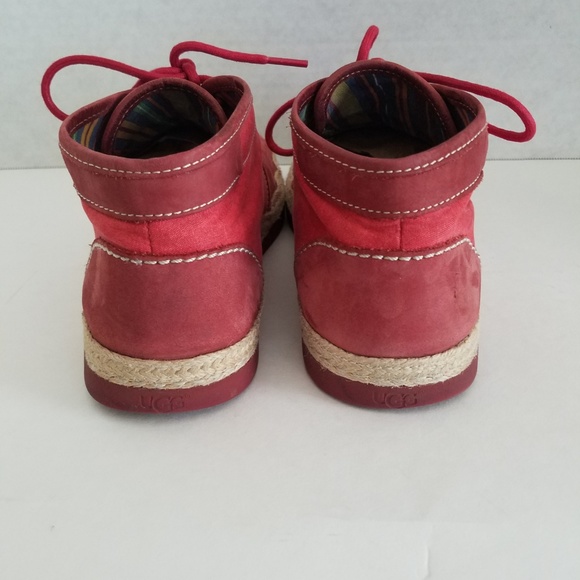 Ugg Chukka Boots Red Canvas Leather Size 10.5 main image 7